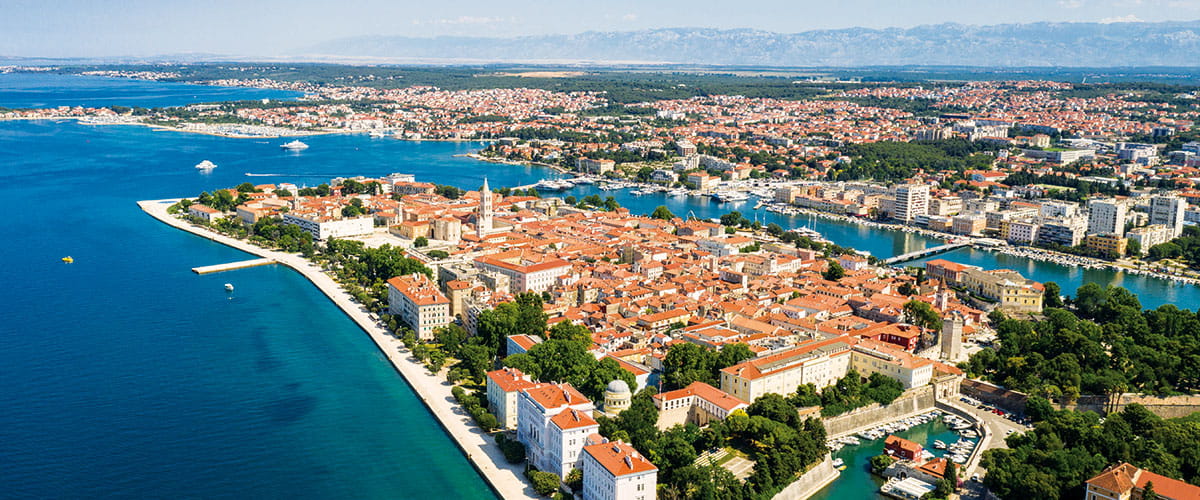 An aerial view over Zadar, Croatia